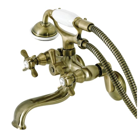 Kingston Brass KS246AB Wall Mount Clawfoot Tub Faucet with Hand Shower, Antique Brass KS246AB